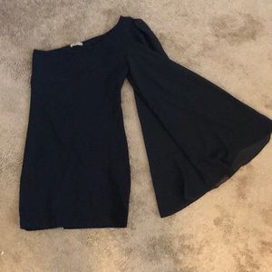 Stretchy sexy one sleeved black dress